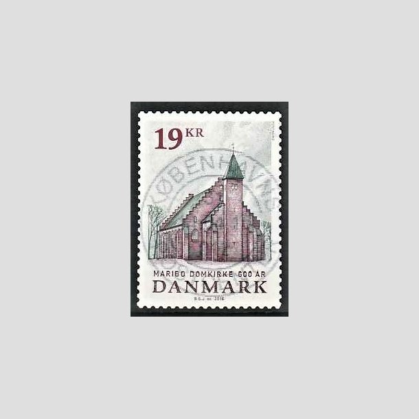 FRIMRKER DANMARK | 2016 - AFA 1844 - Maribo Domkirke 600 r - 19,00 Kr. flerfarvet - Pragt Stemplet