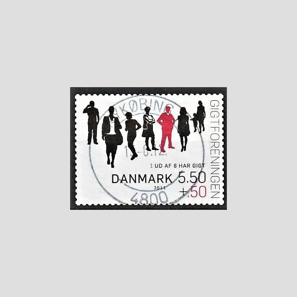 FRIMRKER DANMARK | 2011 - AFA 1641E - Gigtforeningen - 5,50 Kr. + 0,50 Kr. flerfarvet - Pragt Stemplet Nykbing F