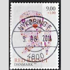 FRIMRKER DANMARK | 2013 - AFA 1768 - Red barnet - 9,00 + 1 Kr. flerfarvet - Pragt Stemplet Nykbing F