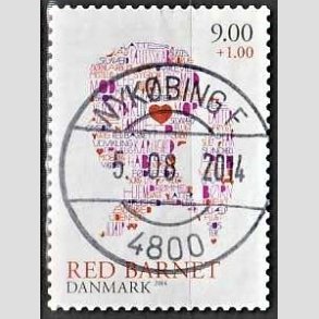 FRIMRKER DANMARK | 2013 - AFA 1768 - Red barnet - 9,00 + 1 Kr. flerfarvet - Pragt Stemplet Nykbing F