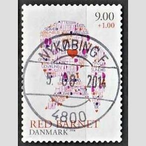 FRIMRKER DANMARK | 2013 - AFA 1768 - Red barnet - 9,00 + 1 Kr. flerfarvet - Pragt Stemplet Nykbing F