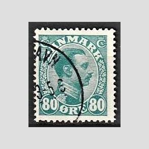 FRIMRKER DANMARK | 1915 - AFA 84 - Chr. X 80 re blgrn - Stemplet