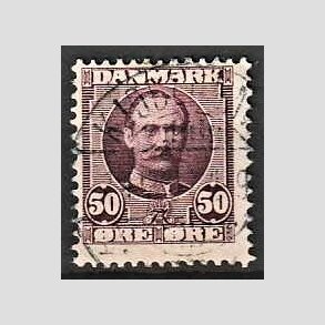 FRIM�RKER DANMARK | 1907 - AFA 58 - Frederik VIII 50 �re r�dlilla - Stemplet