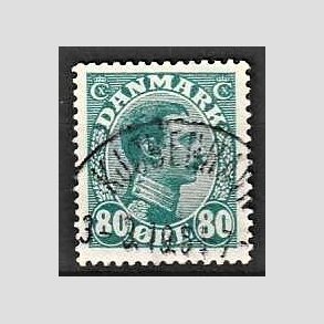 FRIMRKER DANMARK | 1915 - AFA 84 - Chr. X 80 re blgrn - Stemplet