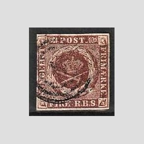 FRIMRKER DANMARK | 1852 - AFA 1 - 4 R.B.S Ia rdbrun - Thiele I - Stemplet