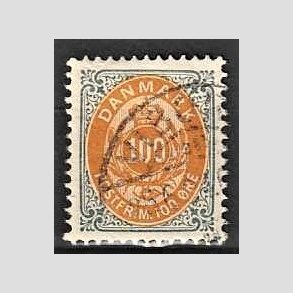 FRIM�RKER DANMARK | 1895 - AFA 31B - 100 �re gr�/gul - Stemplet