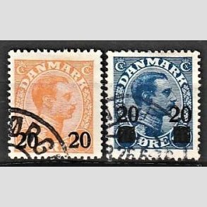FRIMRKER DANMARK | 1926 - AFA 152,153 - 20 20/30 re orange og 20 20/40 re bl Chr. X provisorier - Stemplet