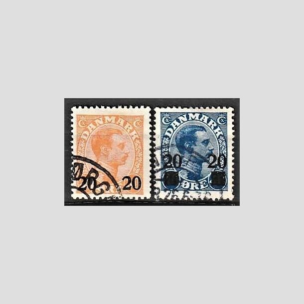 FRIMRKER DANMARK | 1926 - AFA 152,153 - 20 20/30 re orange og 20 20/40 re bl Chr. X provisorier - Stemplet