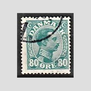 FRIMRKER DANMARK | 1915 - AFA 84 - Chr. X 80 re blgrn - Stemplet