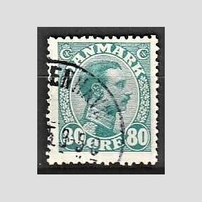 FRIMRKER DANMARK | 1915 - AFA 84 - Chr. X 80 re blgrn - Stemplet