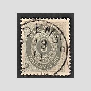 FRIM�RKER DANMARK | 1875 - AFA 22a - 3 �re ultramarin/gr� - Stemplet