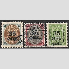 FRIMRKER DANMARK | 1912  - AFA 60,61,62 - 35 res Provisorier i komplet st - Stemplet