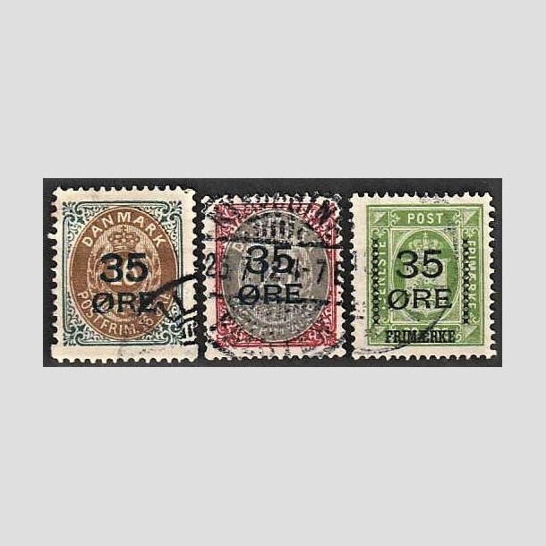 FRIMRKER DANMARK | 1912  - AFA 60,61,62 - 35 res Provisorier i komplet st - Stemplet