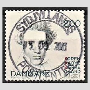 FRIM�RKER DANMARK | 2013 - AFA 1740 - S�ren Kierkegaard 200 �r. - 8,00 Kr. flerfarvet - Pragt Stemplet