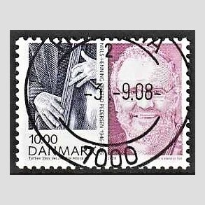 FRIM�RKER DANMARK | 2008 - AFA 1553 - Store danskere 2. - 10,00 Kr. Niels H. �. Pedersen - Pragt Stemplet