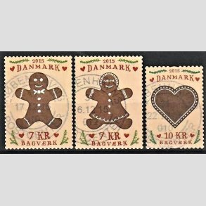 FRIMRKER DANMARK | 2015 - AFA 1835-37 - Bagvrk - 3 x 7,00 kr. i st - Stemplet