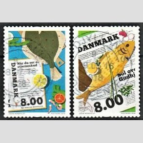 FRIMRKER DANMARK | 2016 - AFA 1841,1842 - Nordisk madkultur - 8,00 + 8,00 kr. flerfarvet - Stemplet
