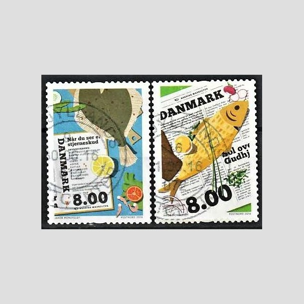 FRIMRKER DANMARK | 2016 - AFA 1841,1842 - Nordisk madkultur - 8,00 + 8,00 kr. flerfarvet - Stemplet