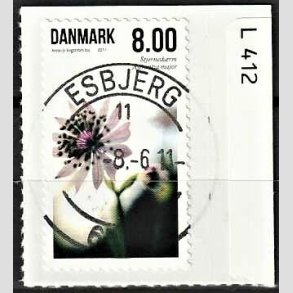 FRIM�RKER DANMARK | 2011 - AFA 1665 - Sommerens blomster - 8,00 Kr. flerfarvet med marginal - Pragt Stemplet Esbjerg