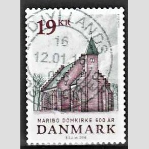 FRIMRKER DANMARK | 2016 - AFA 1844 - Maribo Domkirke 600 r - 19,00 kr. flerfarvet - Stemplet