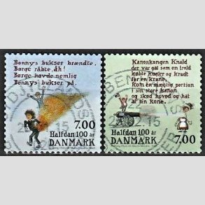 FRIMRKER DANMARK | 2015 - AFA 1803,1804 - Halfdan Rasmussen - 7,00 + 7,00 kr. flerfarvet - Stemplet