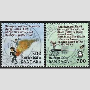 FRIMRKER DANMARK | 2015 - AFA 1803,1804 - Halfdan Rasmussen - 7,00 + 7,00 kr. flerfarvet - Stemplet