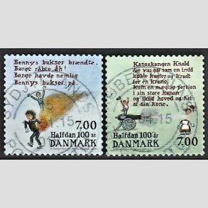 FRIMRKER DANMARK | 2015 - AFA 1803,1804 - Halfdan Rasmussen - 7,00 + 7,00 kr. flerfarvet - Stemplet