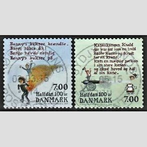 FRIMRKER DANMARK | 2015 - AFA 1803,1804 - Halfdan Rasmussen - 7,00 + 7,00 kr. flerfarvet - Stemplet