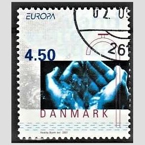 FRIMRKER DANMARK | 2001 - AFA 1283 - Europamrker. Vand. - 4,50 Kr. flerfarvet - Pnt Stemplet