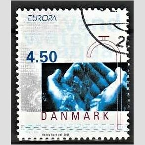 FRIMRKER DANMARK | 2001 - AFA 1283 - Europamrker. Vand. - 4,50 Kr. flerfarvet - Pnt Stemplet