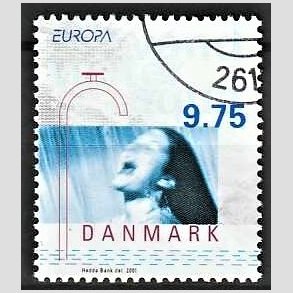 FRIMRKER DANMARK | 2001 - AFA 1284 - Europamrker. Vand. - 9,75 Kr. flerfarvet - Pnt Stemplet