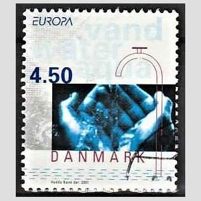 FRIMRKER DANMARK | 2001 - AFA 1283 - Europamrker. Vand. - 4,50 Kr. flerfarvet - Pnt Stemplet