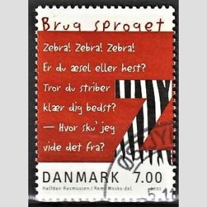 FRIMRKER DANMARK | 2001 - AFA 1282 - Brug sproget - 7,00 Kr. flerfarvet - Pnt Stemplet