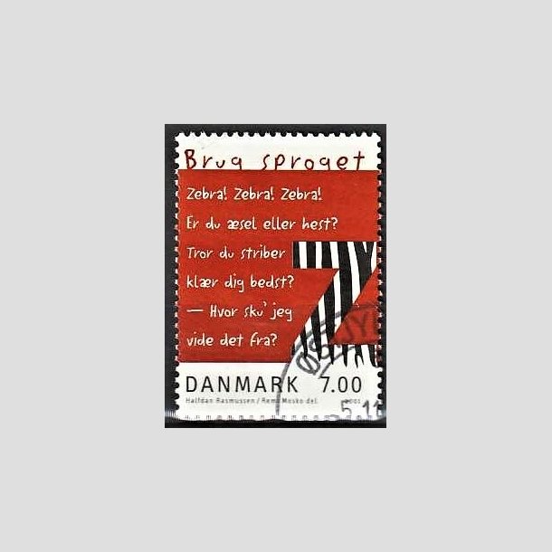 FRIMRKER DANMARK | 2001 - AFA 1282 - Brug sproget - 7,00 Kr. flerfarvet - Pnt Stemplet