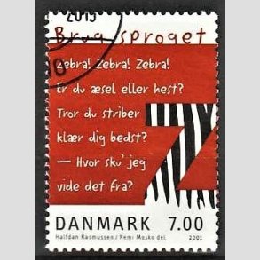 FRIMRKER DANMARK | 2001 - AFA 1282 - Brug sproget - 7,00 Kr. flerfarvet - Pnt Stemplet