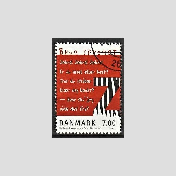 FRIMRKER DANMARK | 2001 - AFA 1282 - Brug sproget - 7,00 Kr. flerfarvet - Pnt Stemplet