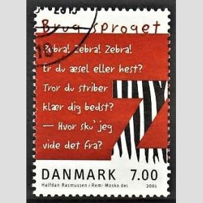 FRIMRKER DANMARK | 2001 - AFA 1282 - Brug sproget - 7,00 Kr. flerfarvet - Pnt Stemplet