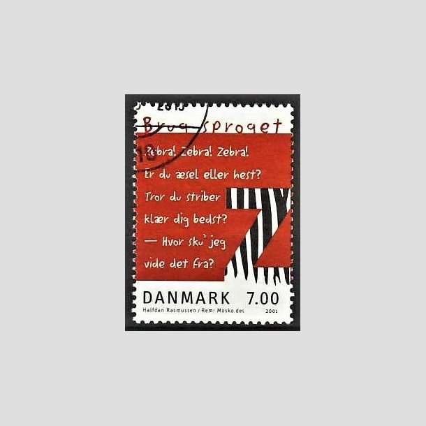 FRIMRKER DANMARK | 2001 - AFA 1282 - Brug sproget - 7,00 Kr. flerfarvet - Pnt Stemplet