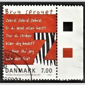 FRIMRKER DANMARK | 2001 - AFA 1282 - Brug sproget - 7,00 Kr. flerfarvet - Pnt Stemplet