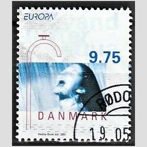 FRIMRKER DANMARK | 2001 - AFA 1284 - Europamrker. Vand. - 9,75 Kr. flerfarvet - Pnt Stemplet