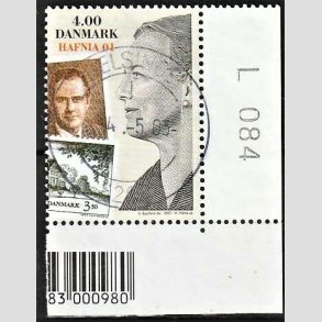 FRIMRKER DANMARK | 2001 - AFA 1294 - HAFNIA 01. - 4,00 kr. Dronning Margrethe II - Pnt Stemplet