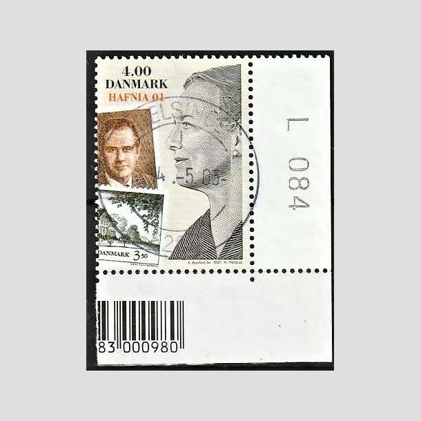 FRIMRKER DANMARK | 2001 - AFA 1294 - HAFNIA 01. - 4,00 kr. Dronning Margrethe II - Pnt Stemplet