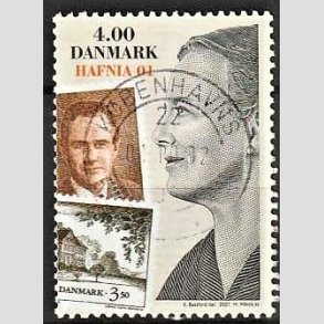 FRIMRKER DANMARK | 2001 - AFA 1294 - HAFNIA 01. - 4,00 kr. Dronning Margrethe II - Pnt Stemplet