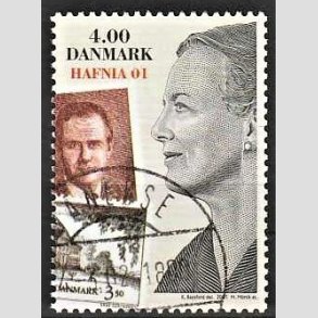 FRIMRKER DANMARK | 2001 - AFA 1294 - HAFNIA 01. - 4,00 kr. Dronning Margrethe II - Pnt Stemplet