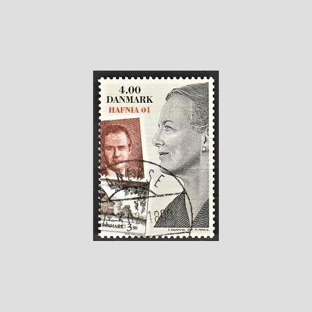 FRIMRKER DANMARK | 2001 - AFA 1294 - HAFNIA 01. - 4,00 kr. Dronning Margrethe II - Pnt Stemplet