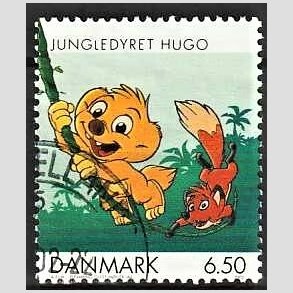 FRIMRKER DANMARK | 2002 - AFA 1309 - Danske tegneserier for brn - 6,50 Kr. Jungledyret Hugo - Pnt Stemplet 
