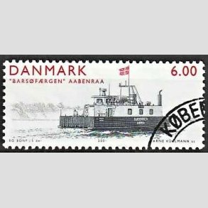 FRIMRKER DANMARK | 2001 - AFA 1302 - frger - 6,00 Kr. Barsfrgen - Pnt Stemplet