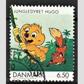 FRIMRKER DANMARK | 2002 - AFA 1309 - Danske tegneserier for brn - 6,50 Kr. Jungledyret Hugo - Pnt Stemplet 