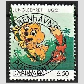 FRIMRKER DANMARK | 2002 - AFA 1309 - Danske tegneserier for brn - 6,50 Kr. Jungledyret Hugo - Pnt Stemplet 