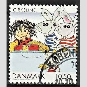 FRIMRKER DANMARK | 2002 - AFA 1310 - Danske tegneserier for brn - 10,50 Kr. Cirkeline - Pnt Stemplet